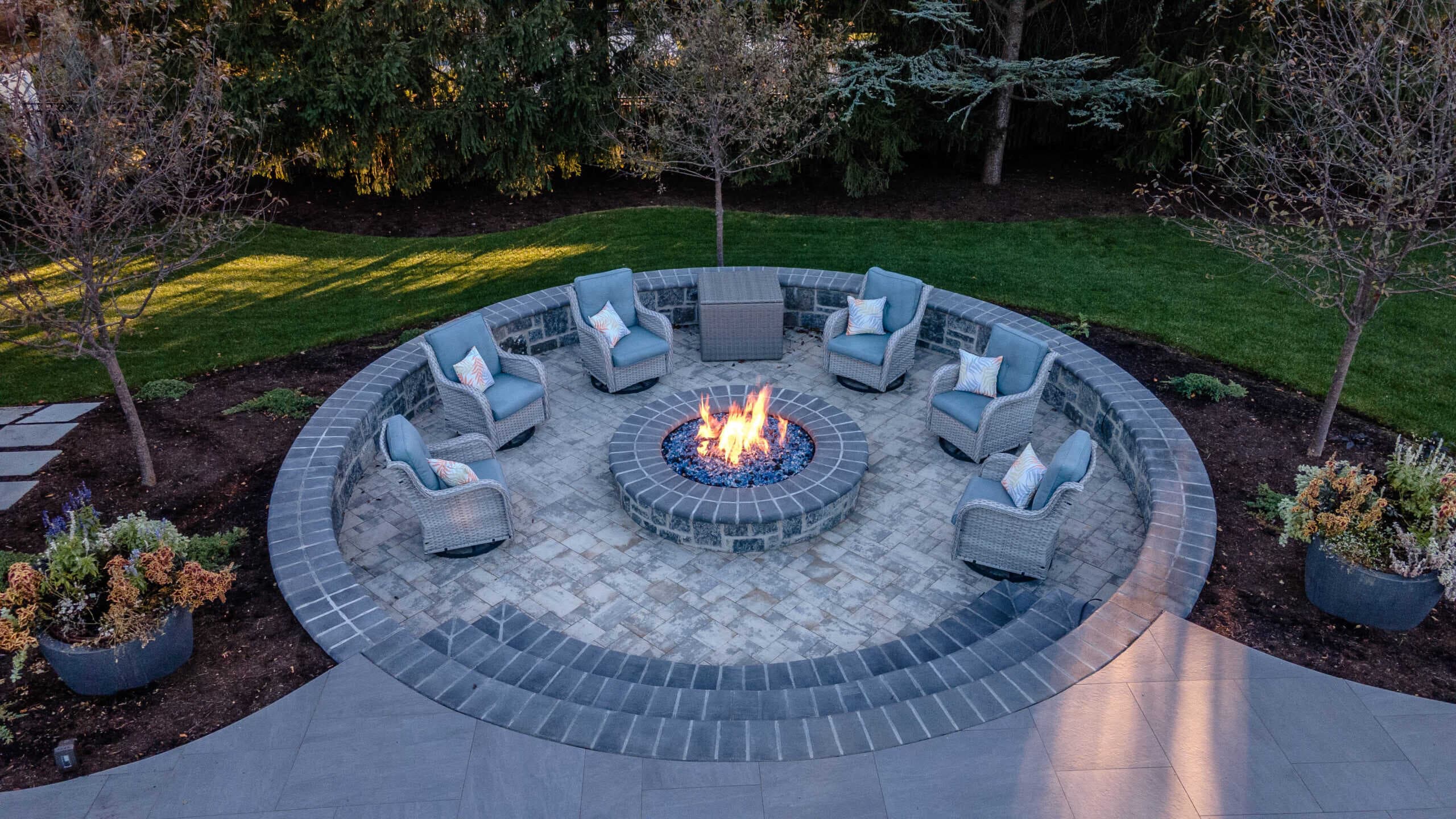 Hardscape walkway and outdoor living connection