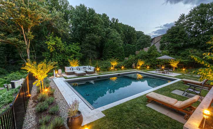 Custom pool with outdoor furniture